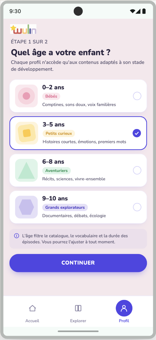 Sélection par tranche d'âge
